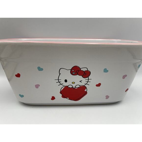 Hello Kitty Sanrio Valentines Day Hearts Love Ceramic Baking Loaf Pan NEW - Picture 3 of 10